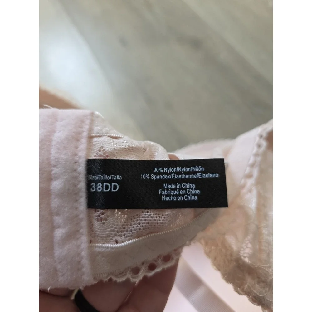 Rene Rofe NWT Single Demi Lightly Lined Baby Pink Floral Lace Bra Size 38DD - Picture 5 of 6